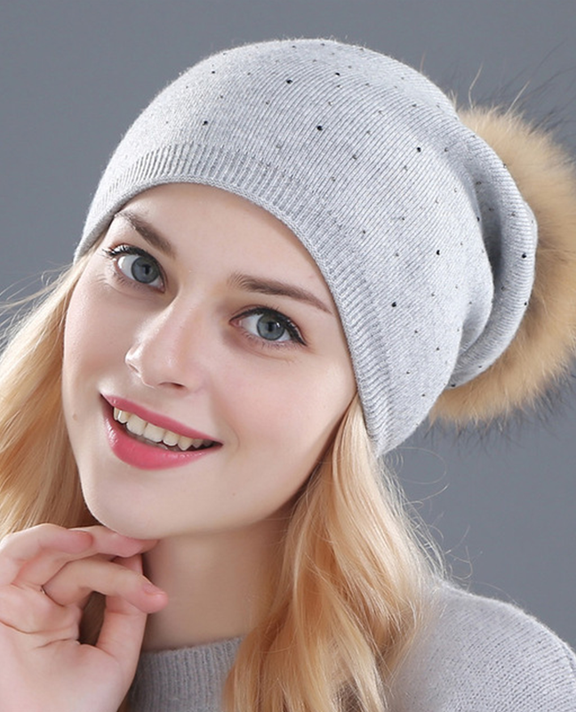 knitted Raccoon fur Beanie knitted Raccoon fur Beanie