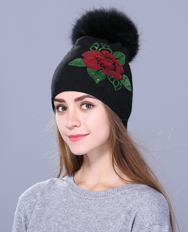 Fox Fur Sequins Beanie Fox Fur Sequins Beanie