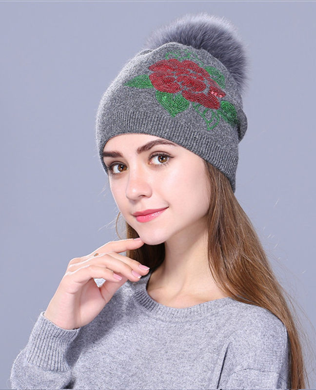 Fox Fur Sequins Beanie Fox Fur Sequins Beanie