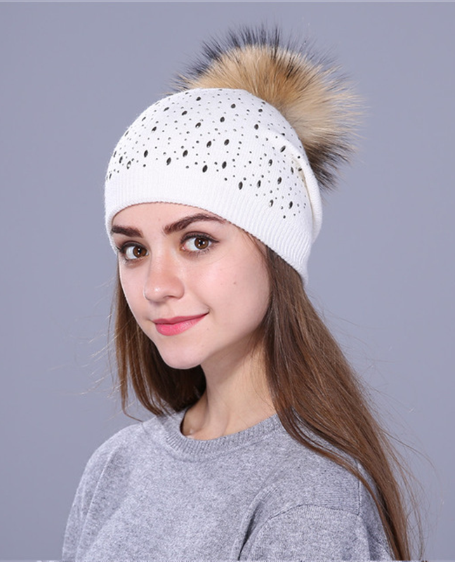 Knitted Raccoon Fur winter Hat Knitted Raccoon Fur winter Hat