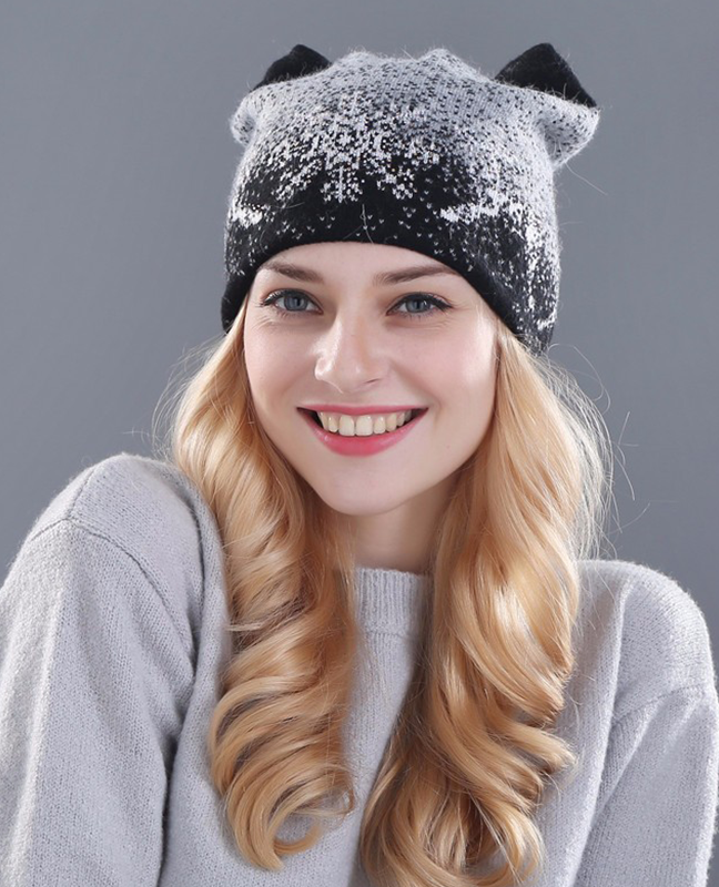 Kitty Rabbit fur wool beanie Kitty Rabbit fur wool beanie