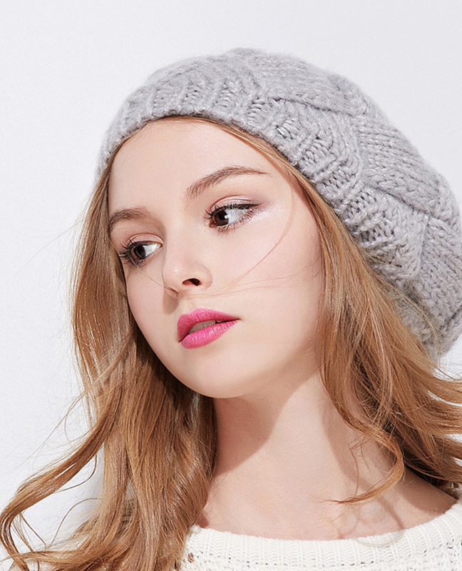 Rabbit Fur knitted beret Hat