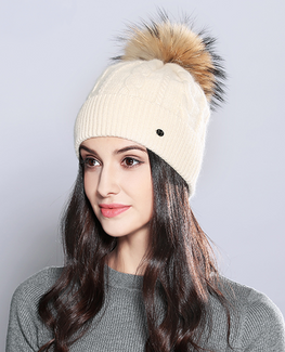 Raccoon Fur Knitted Beanie